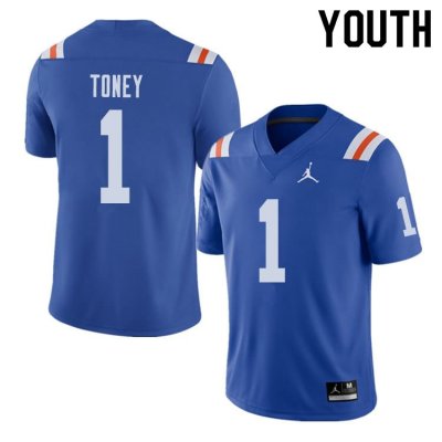 Youth Florida Gators #1 Kadarius Toney NCAA Jordan Brand Royal Throwback Alternate Authentic Stitched College Football Jersey GIF5562UM